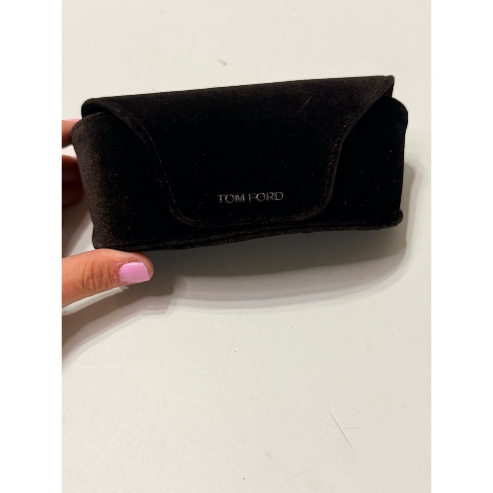 Tom Ford Black Velvet Shell Sunglasses Eyeglass Case Gold Logo Luxury